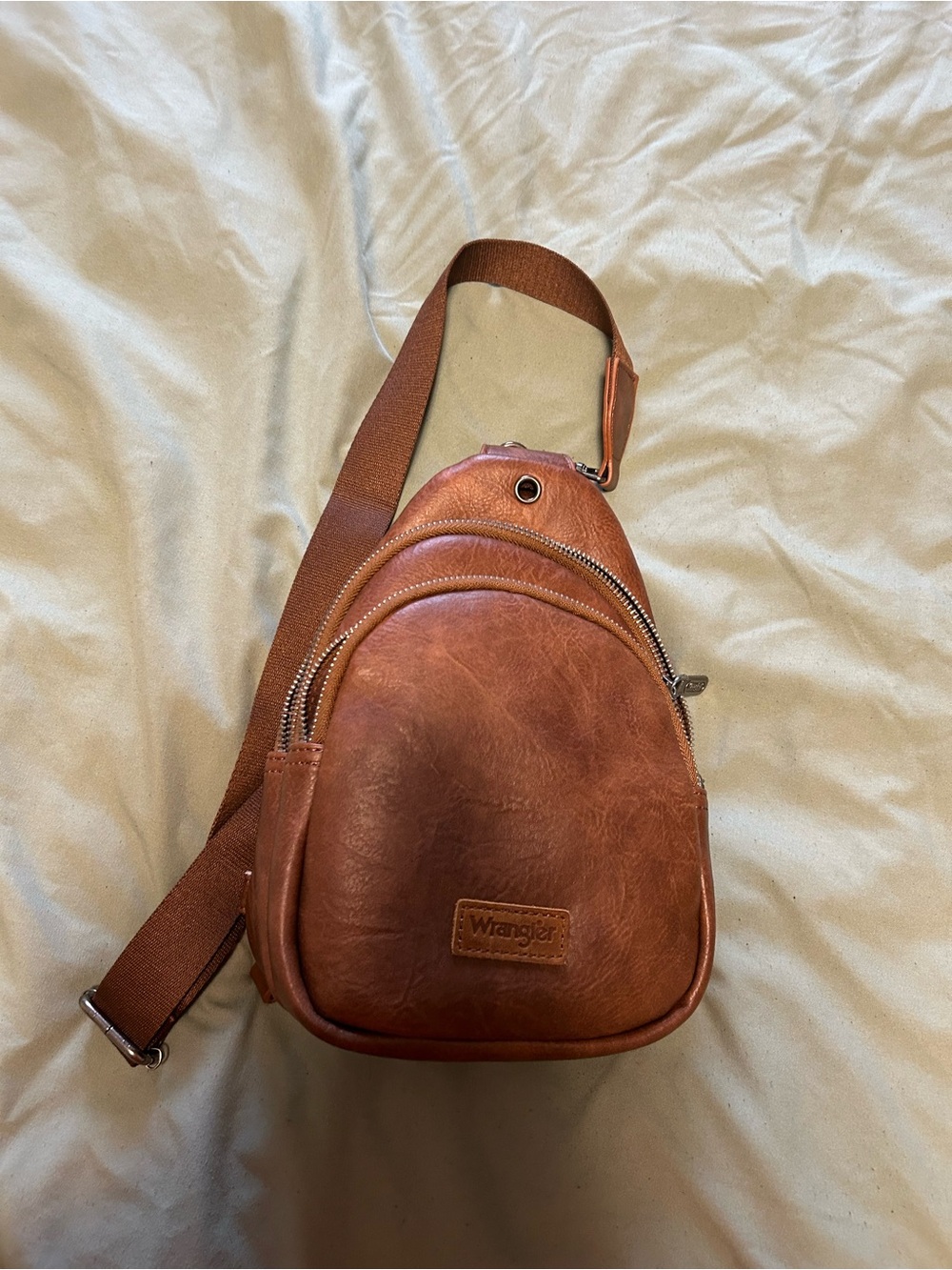 Wrangler Tan Leather Sling Belt Bag